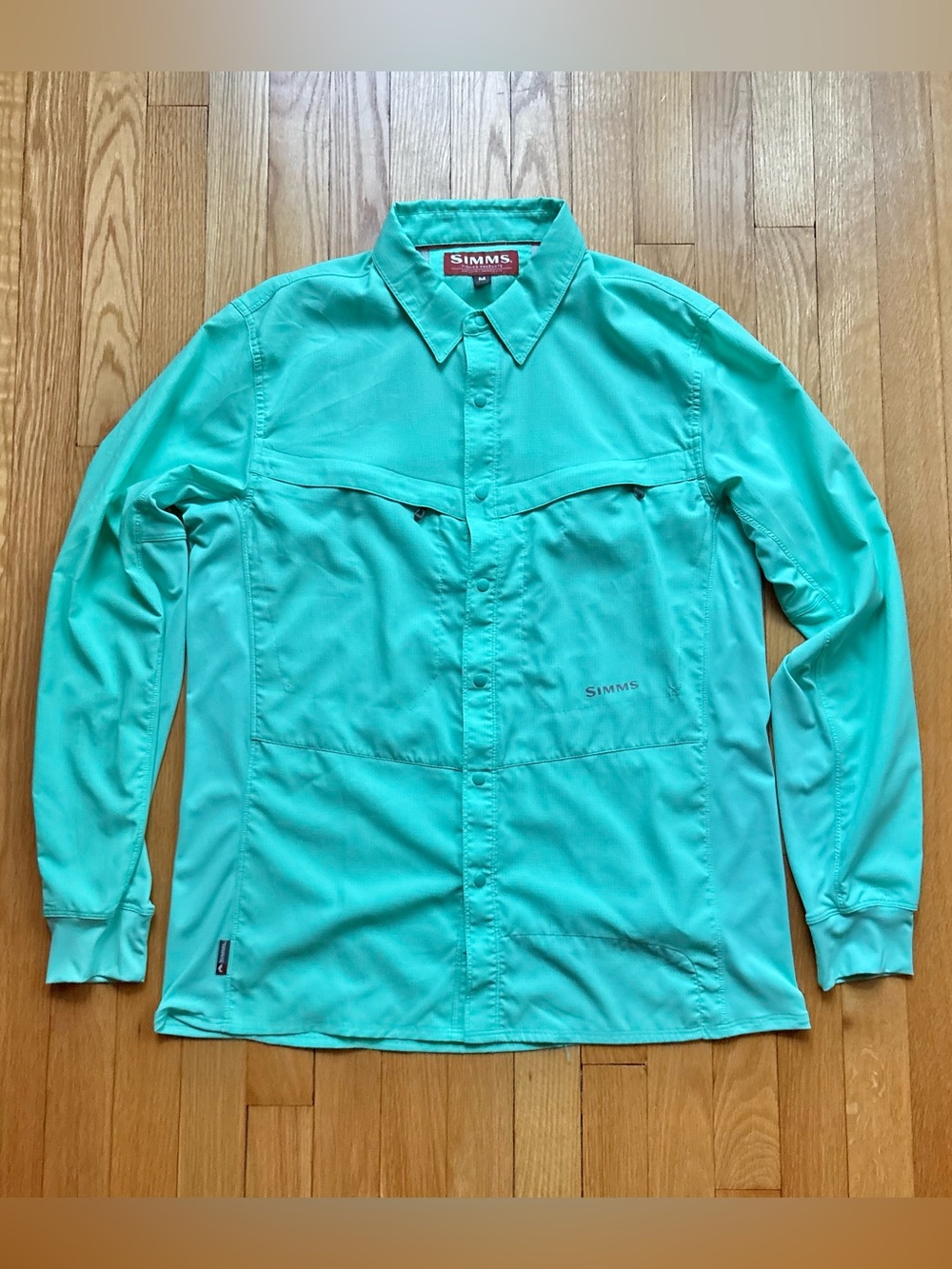 Simms Mens Intruder BiComp Down Long Sleeve Fishing Shirt Medium Mint Green